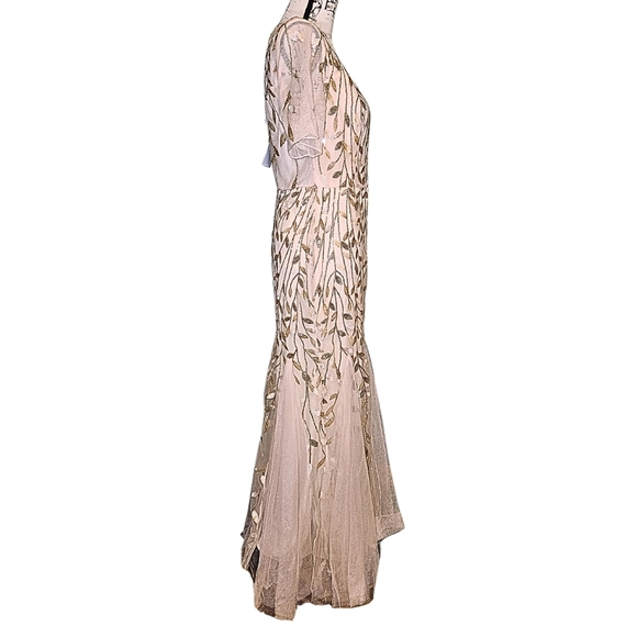 XUCTHHC Gold & Champagne Leaf Sequin Godet Gown - Picture 10 of 14